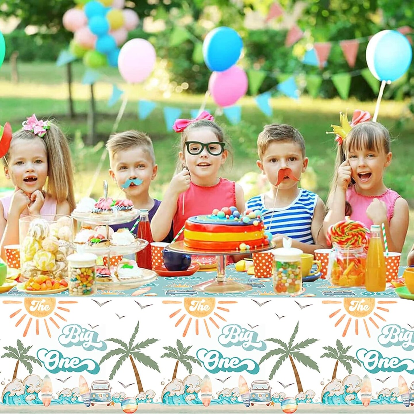 Surf The Big One Tablecloth Surfing 1st Birthday Table Covers