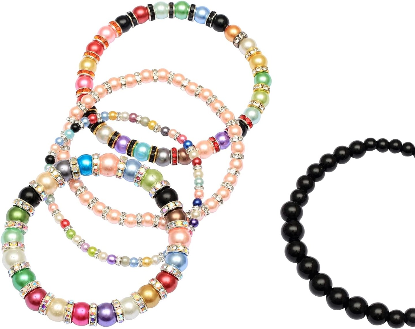 200pcs Czech Glass Pearl Beads – Assorted Colors & Sizes, Satin Luster Spacer Beads with Holes (White, 4mm)