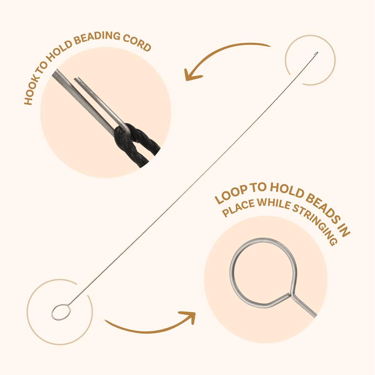 The Beadsmith Hook Eye Needle – Basic Elements – Fine Bead Stringing Tool, Quickly and Efficiently Load Beads onto Cord