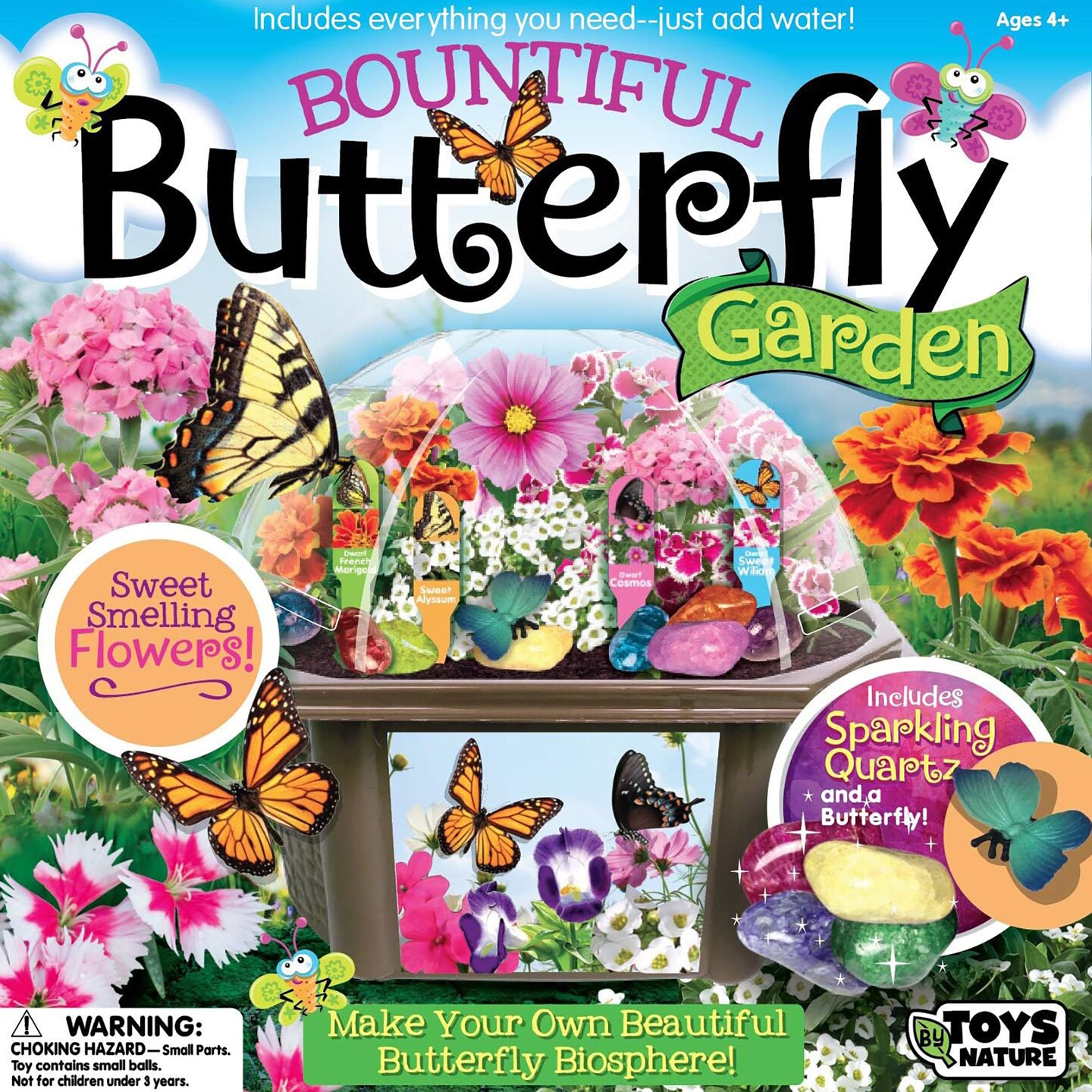 Toys By Nature: Bountiful Butterfly Garden - DIY Biosphere Terrarium Starter Kit, Grow Sweet Flowers, Decorate An Insect Plant Habitat, Adults-Kids 4+