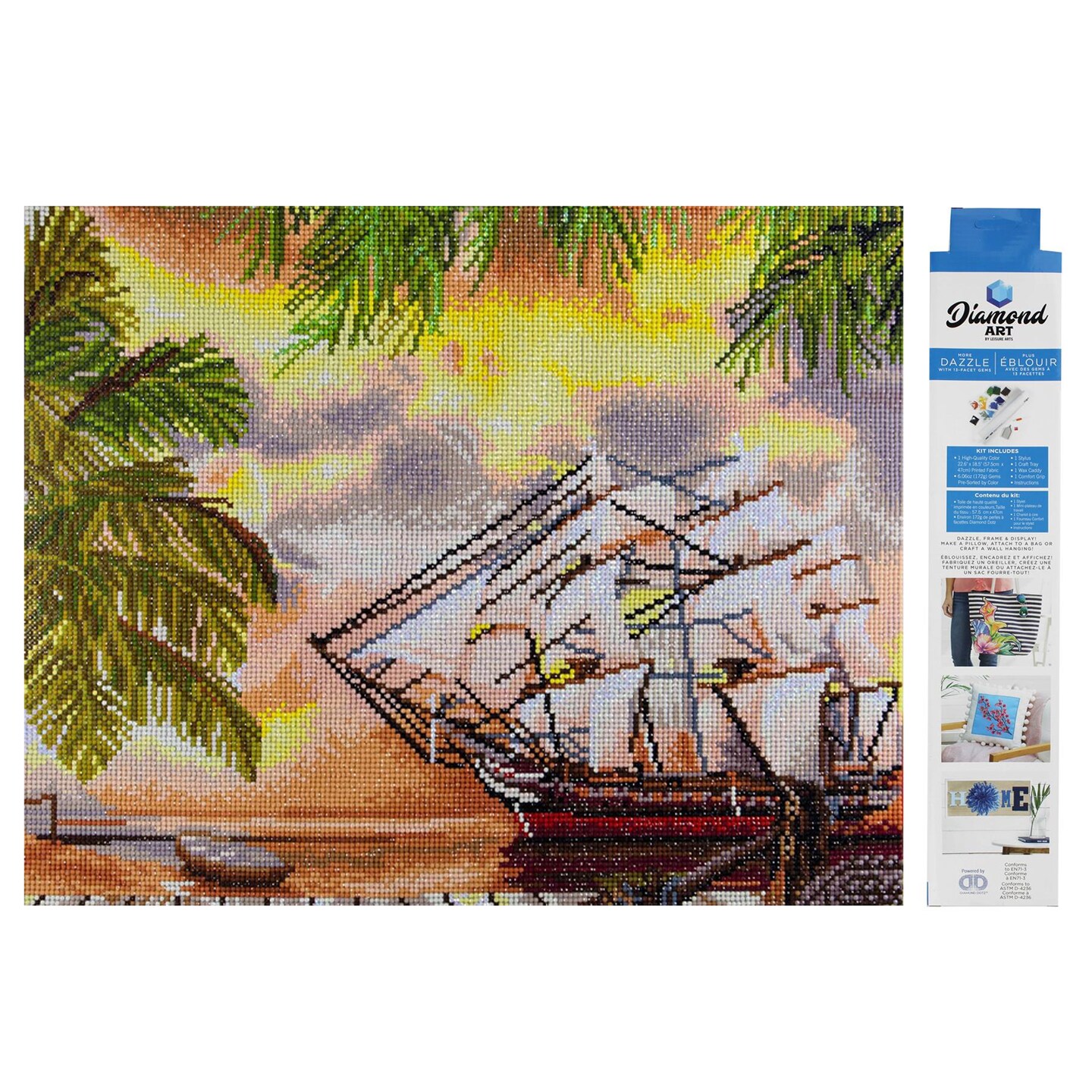 Diamond Art By Leisure Arts Diamond Painting Kits For Adults 14"X16" Advanced Pirate Ship, Full Drill, Art Kits, Dimond Art, For Adults, Kit