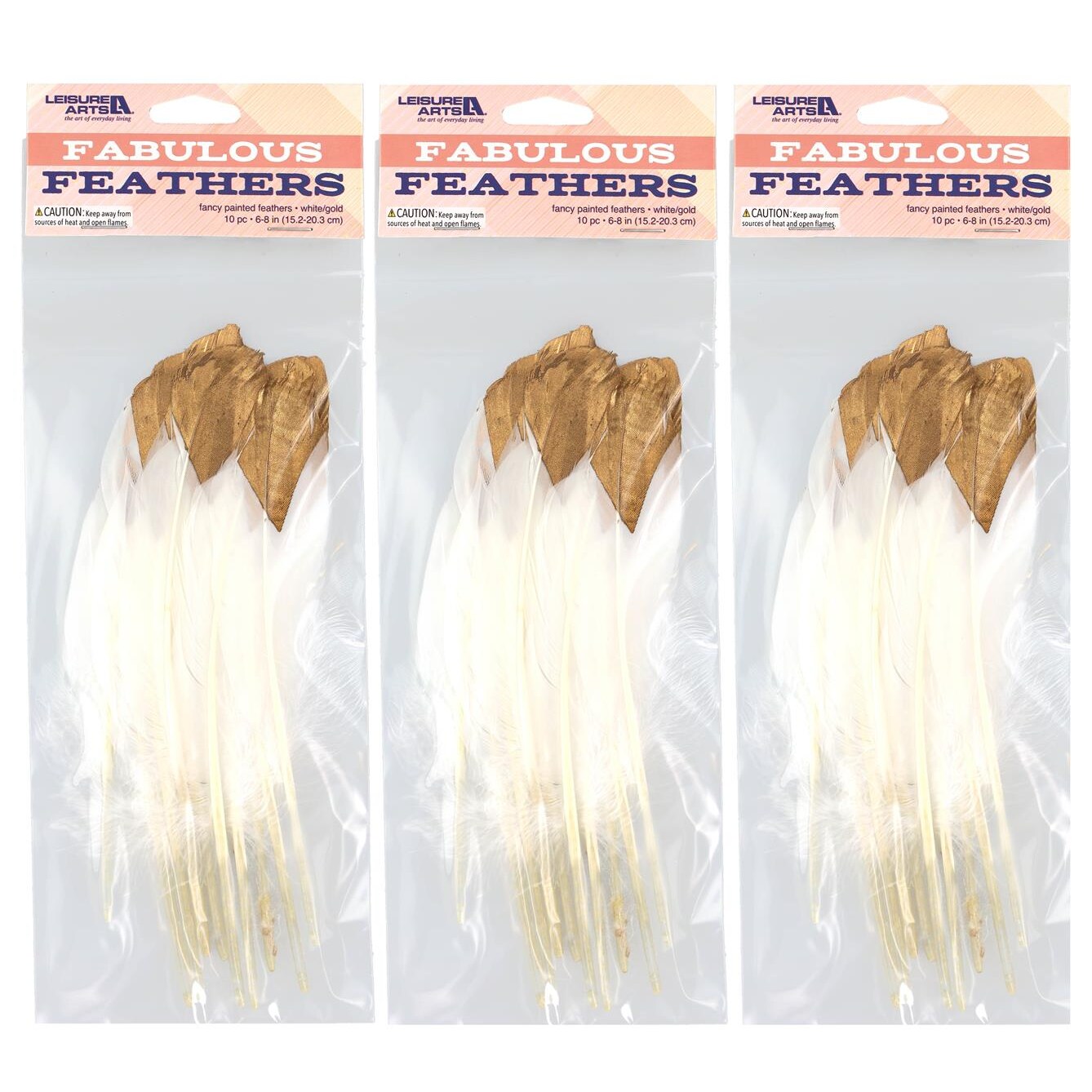 Leisure Arts Feathers Painted White/Gold 30Pc, Feathers For Crafting, Hat Feather, Plumas, Craft Feathers, For Vase, Large Hats, Black Crafts