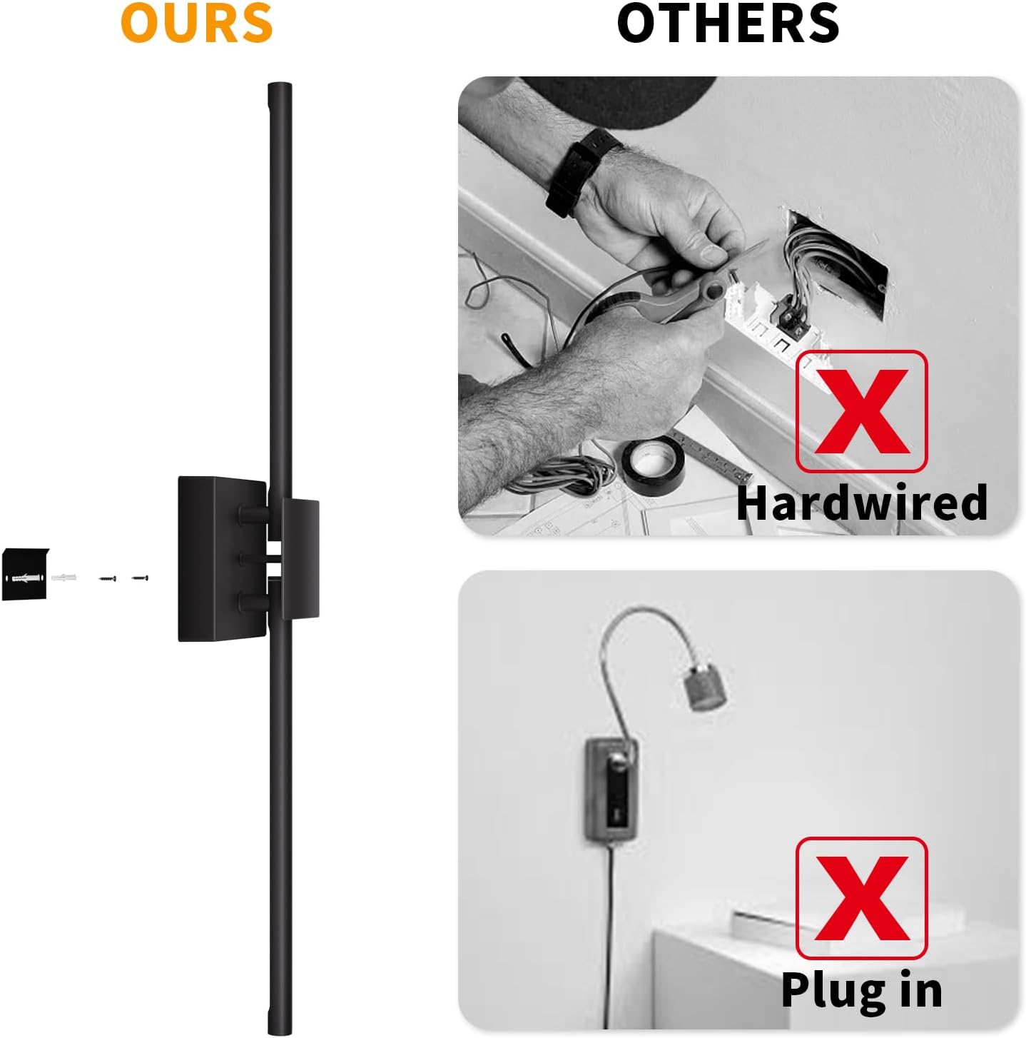 Battery Operated Wall Sconces with Remote Control, Dimmable Wall Sconces Set of Two with DIY Independently Rotatable Lamppost, 3000K-6000K LED Wall Lights for Living Room, Bedroom, 28.3 Inch