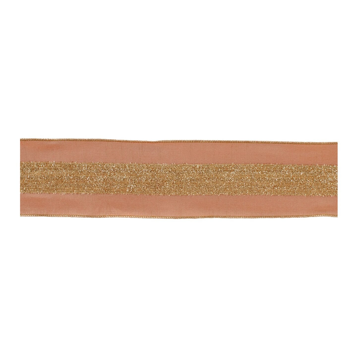 Melrose Christmas Wired Craft Ribbon - 4&#x22; x 5 Yards - Gold and Pink - Set of 2