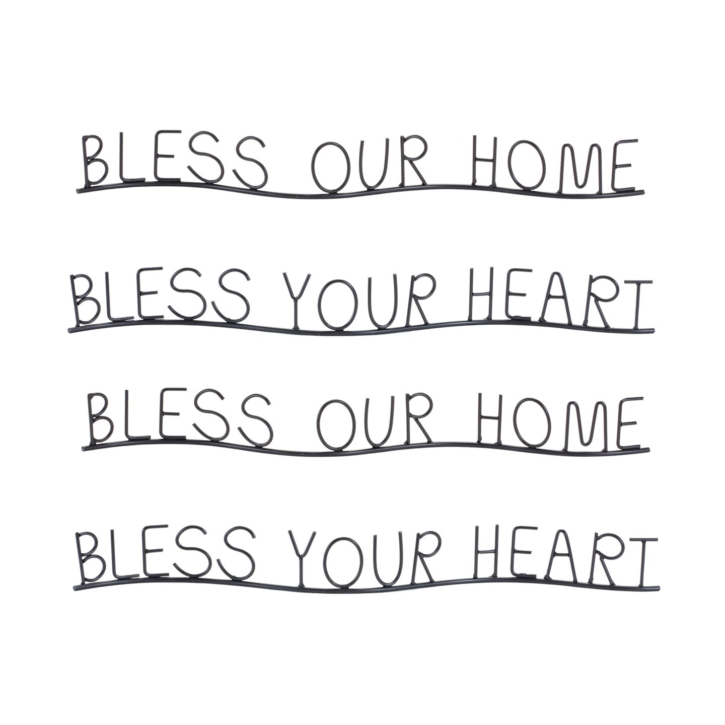 Melrose Bless Our Home and Heart Metal Sentiment Decorations - 21&#x22; - Set of 4