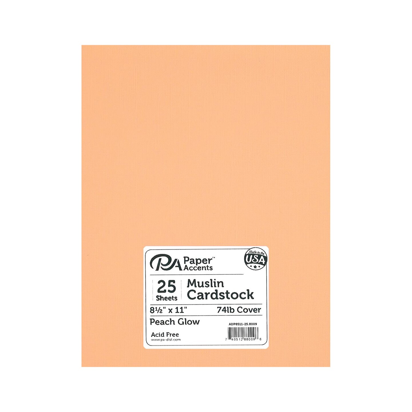Accent Design Paper Accents Muslin Cardstock 8.5&#x22; X 11&#x22; Peach Glow, 74Lb Colored Cardstock Paper For Card Making, Scrapbooking, Printing, Quilling And Crafts, 25 Piece Pack