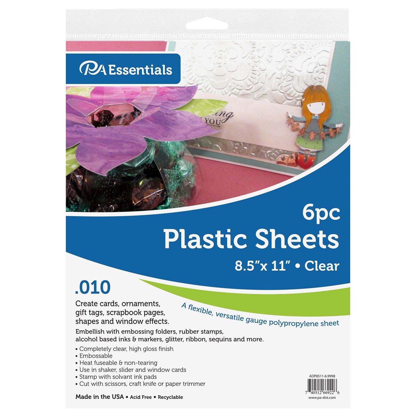 Accent Design Paper Accents Clear Plastic Sheets 8.5x11, .010" Thick, 6-Pack, Plexiglass Sheets, Acrylic Acetate Sheets for Crafts, DIY Projects, Painting, Picture Frames, Stencils & More