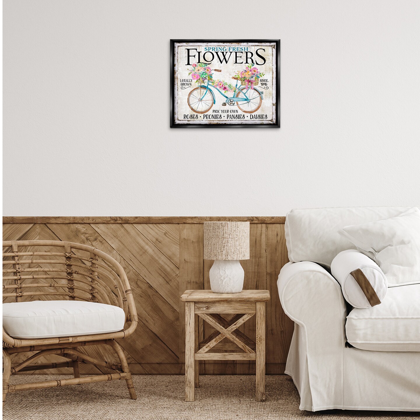 Stupell Industries Spring Fresh Flowers & Bike Floater Framed Canvas Wall Art Design by Creatif Belle