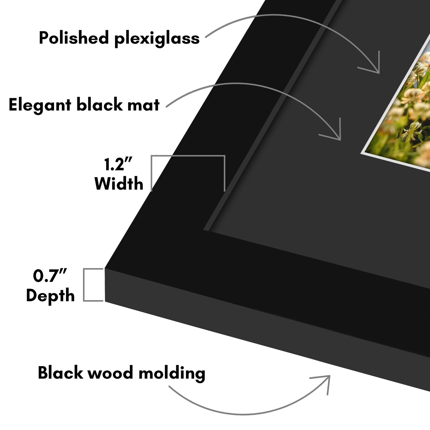 Americanflat Black Poster Frame with Black Mat - Engineered Wood Picture Frame with Plexiglass Front Cover - Wide Picture Frame