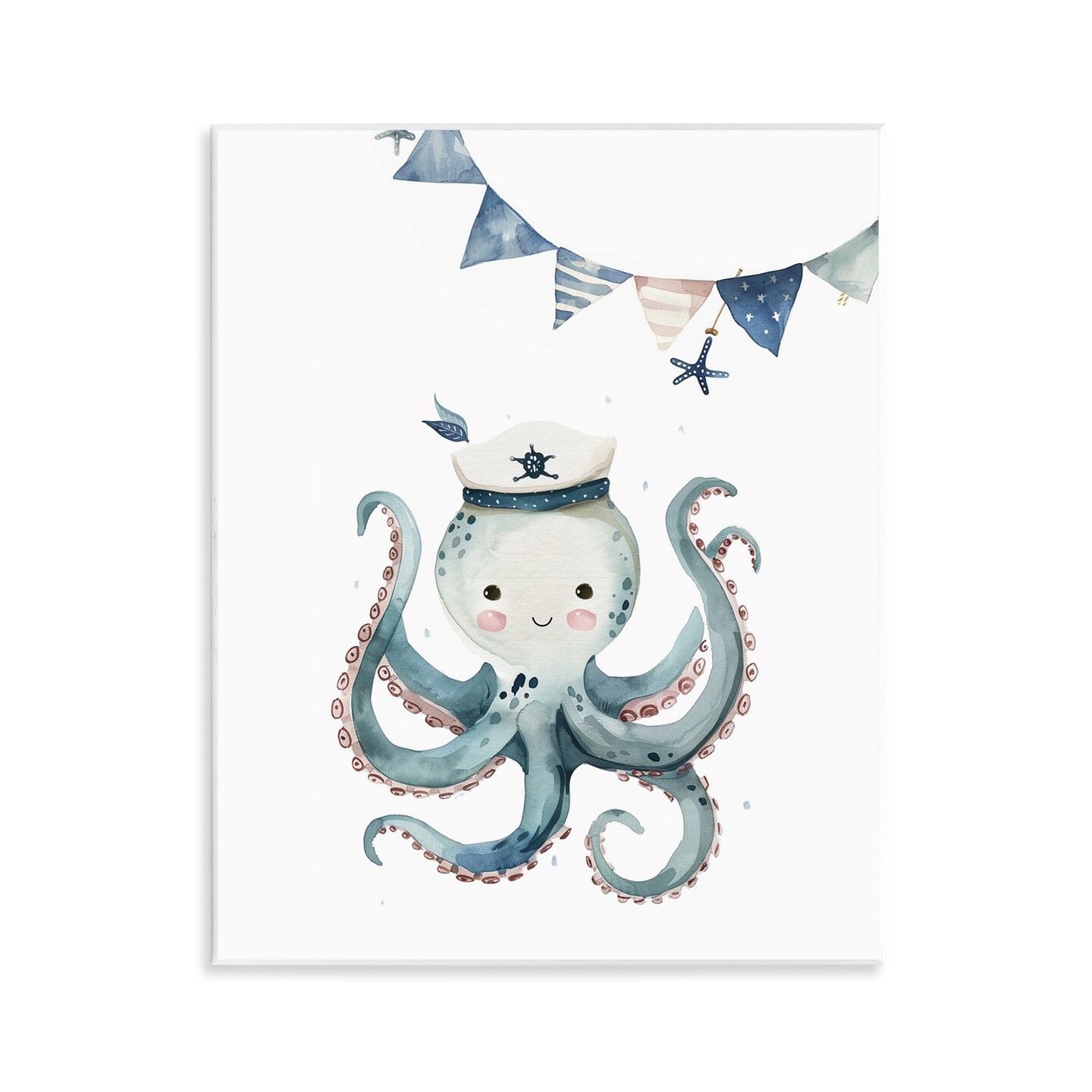 Stupell Industries Cute Octopus Sailor Wall Plaque Art Design by LSR Design Studio