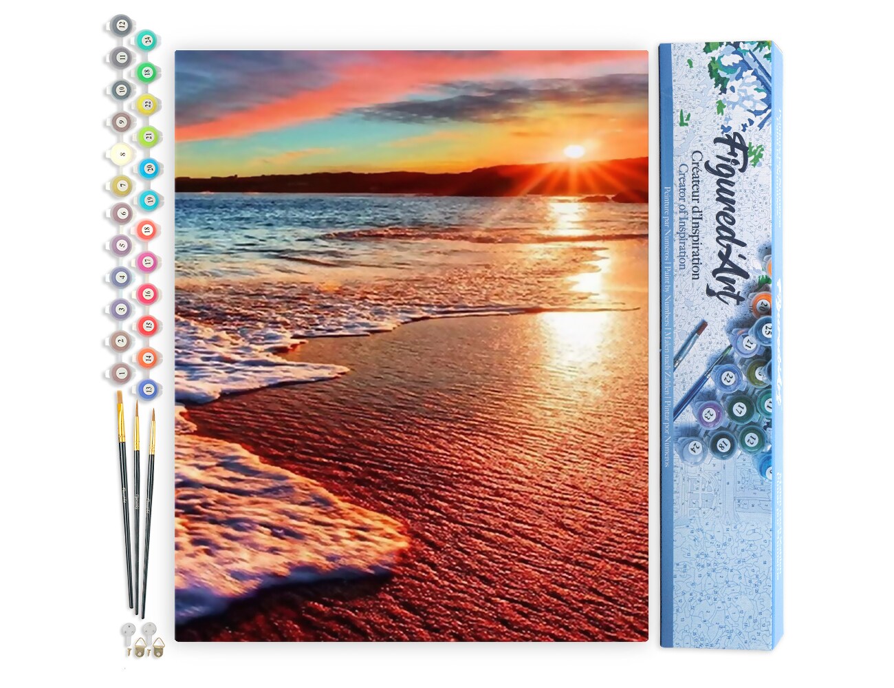 Figured'Art Paint by Numbers Kit for Adults Sea Foam 16"x20" - Craft Art Painting DIY Kit Rolled Canvas without frame