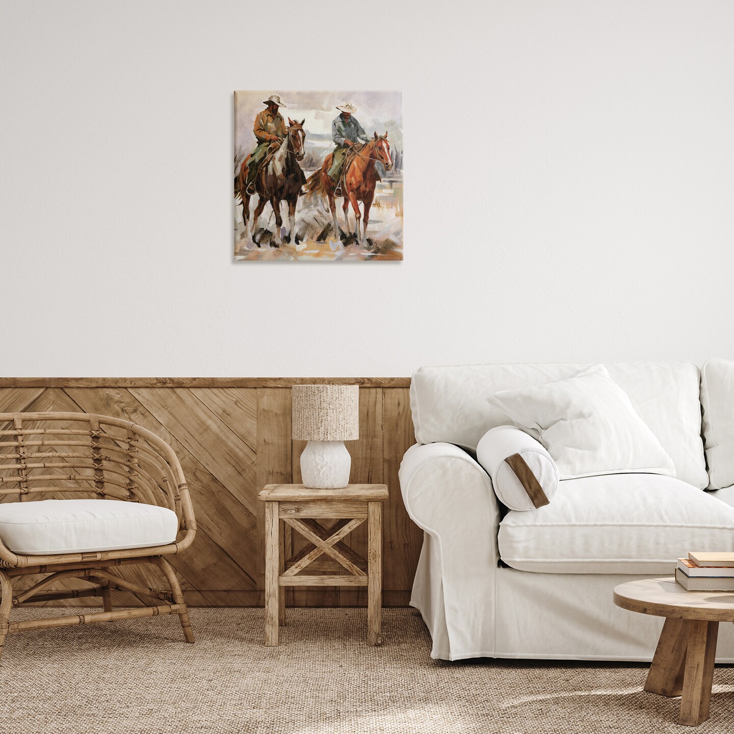 Stupell Industries Brush Stroke Cowboys Canvas Wall Art Design by White Ladder