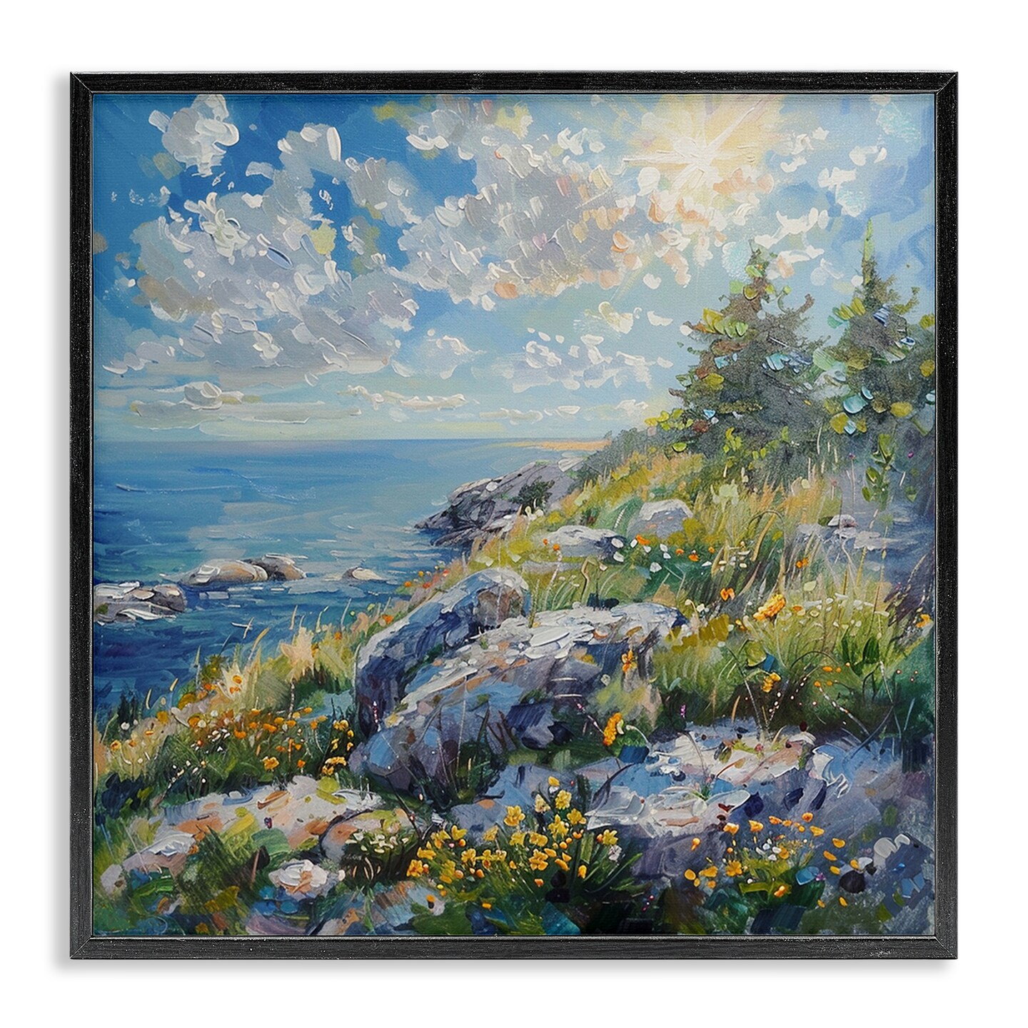 Stupell Industries Cliffside Sea View Framed Giclee Wall Art Design by LSR Design Studio
