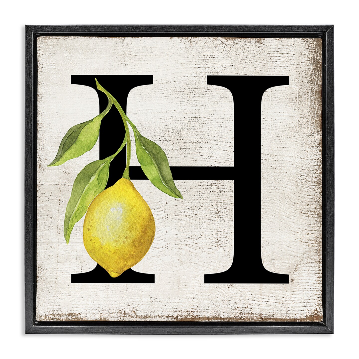 Stupell Industries H with Lemon Letter Floater Framed Canvas Wall Art Design by Creatif Belle
