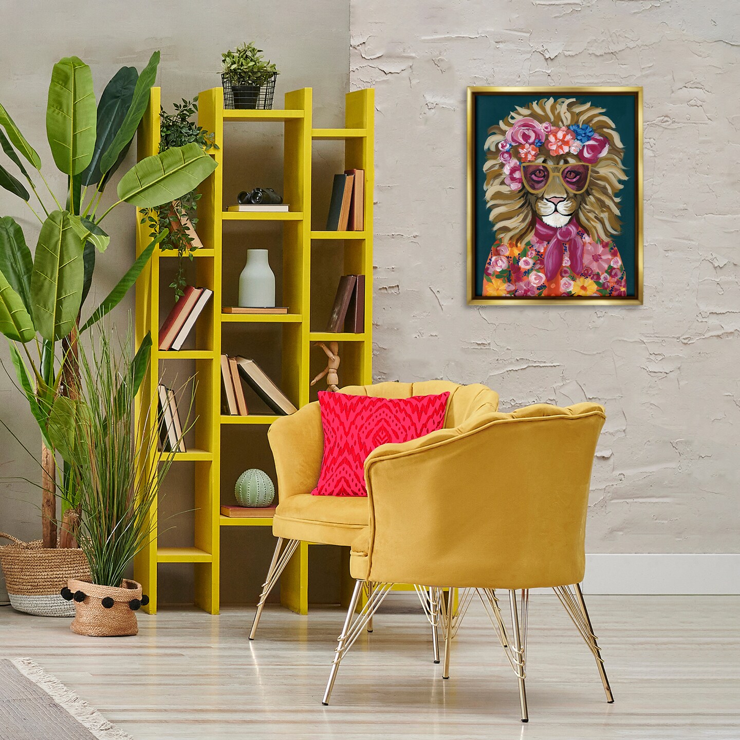 Stupell Industries Miami Living Lion Floater Framed Canvas Wall Art Design by Yvette St. Amant