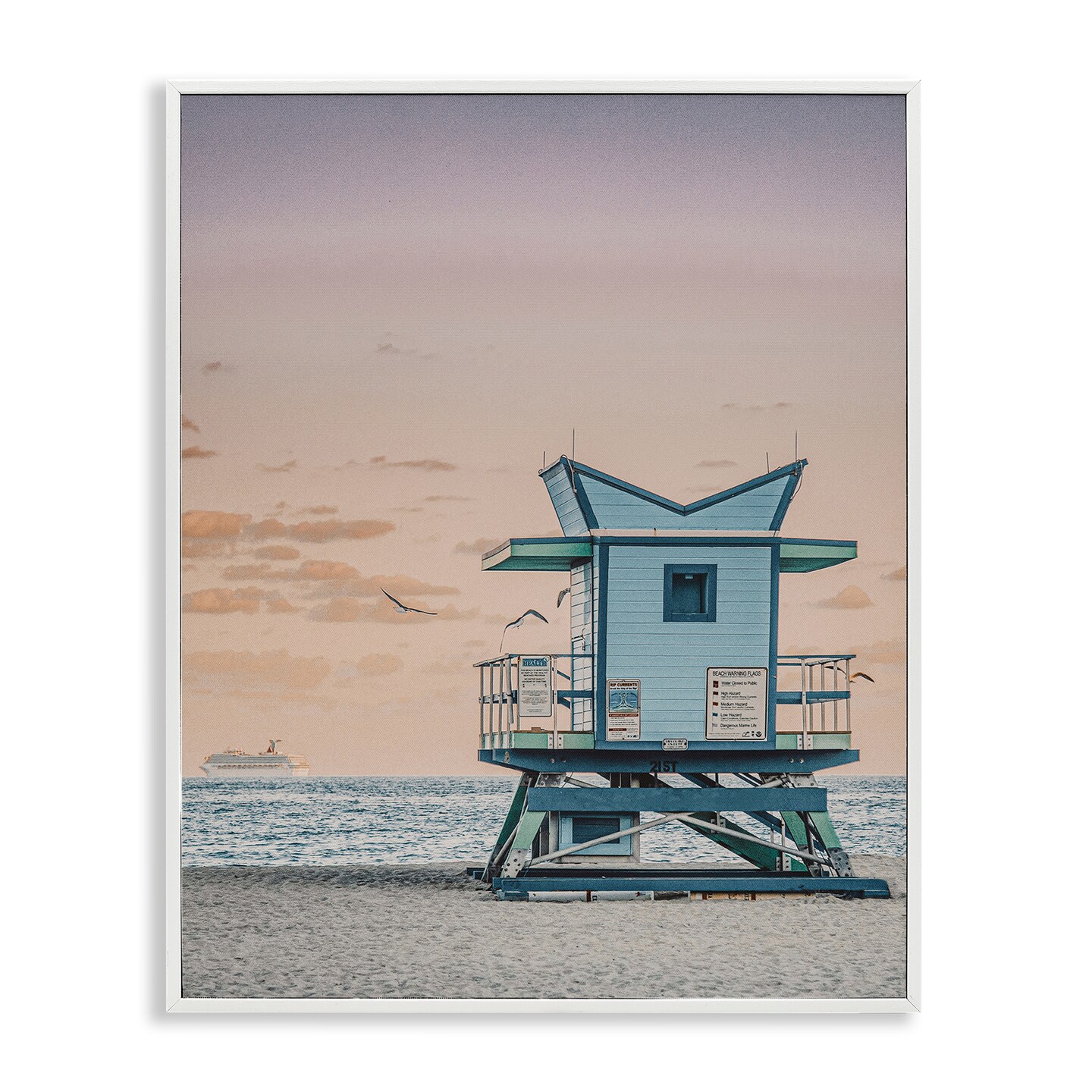 Stupell Industries Miami Lifeguard Stand Framed Giclee Wall Art Design by LSR Design Studio