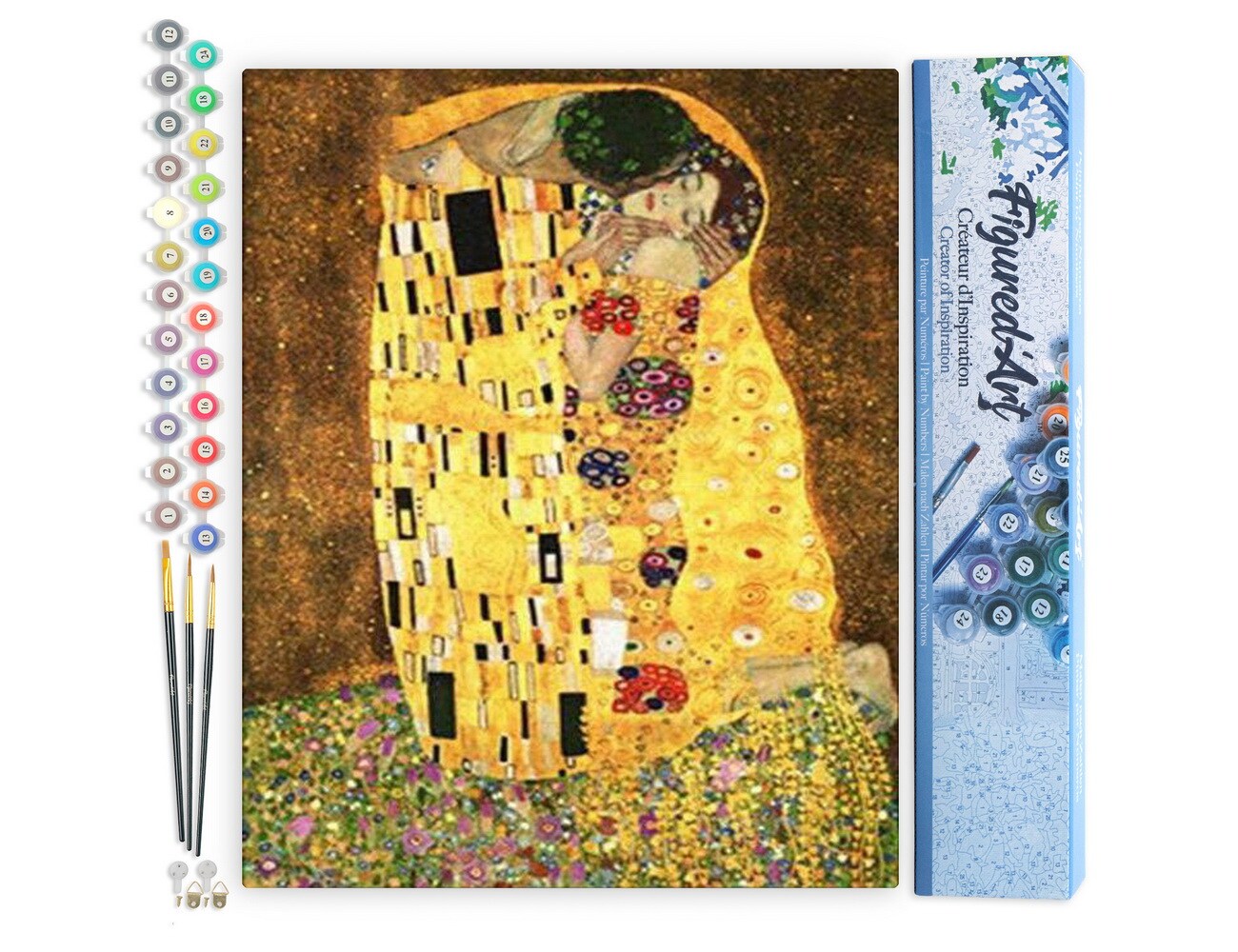 Figured'Art Paint by Numbers Kit for Adults The Kiss 16"x20" - Craft Art Painting DIY Kit Rolled Canvas without frame