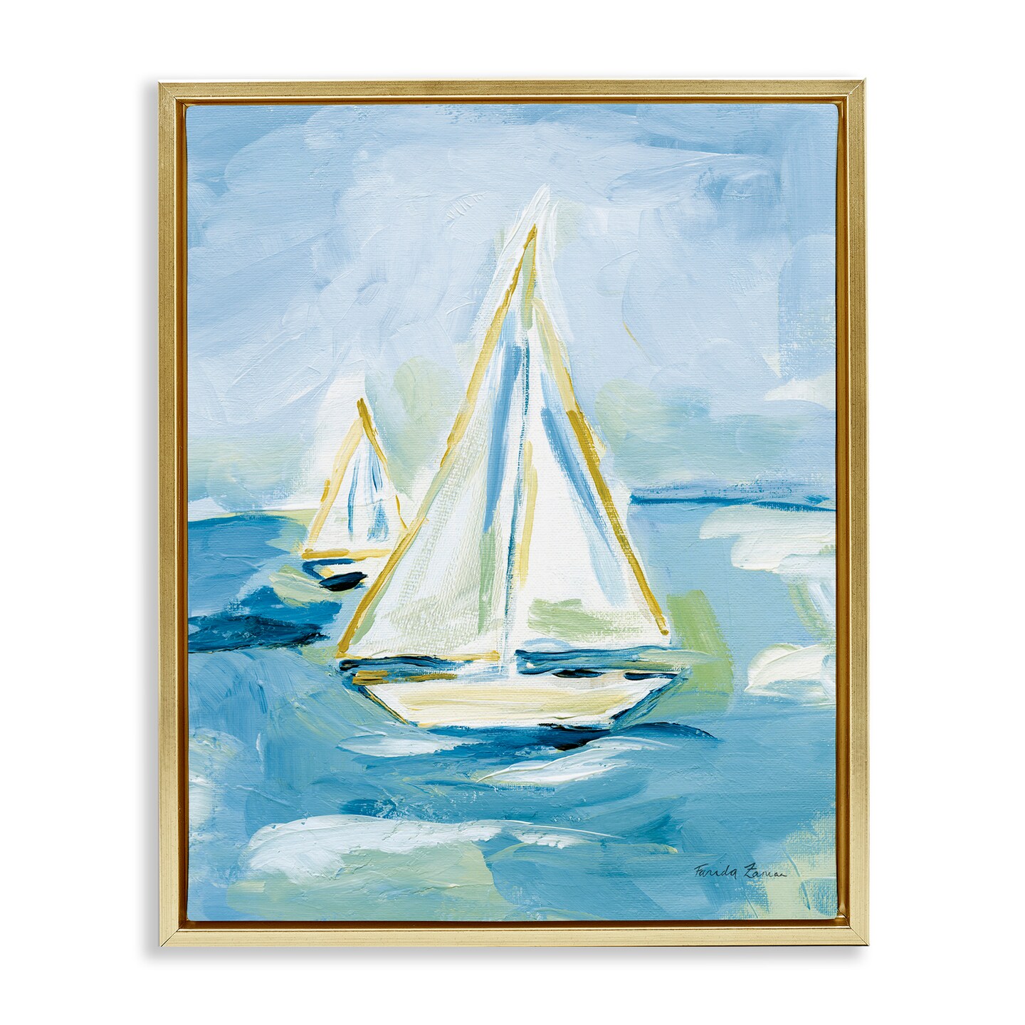 Stupell Industries Setting Sail on Sea Floater Framed Canvas Wall Art Design by Farida Zaman