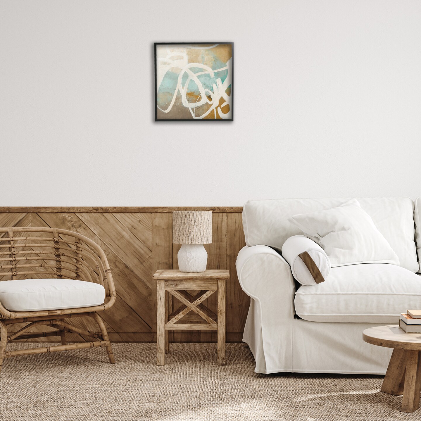 Stupell Industries Neutral Design With Squiggle Framed Giclee Wall Art Design by Design Fabrikken