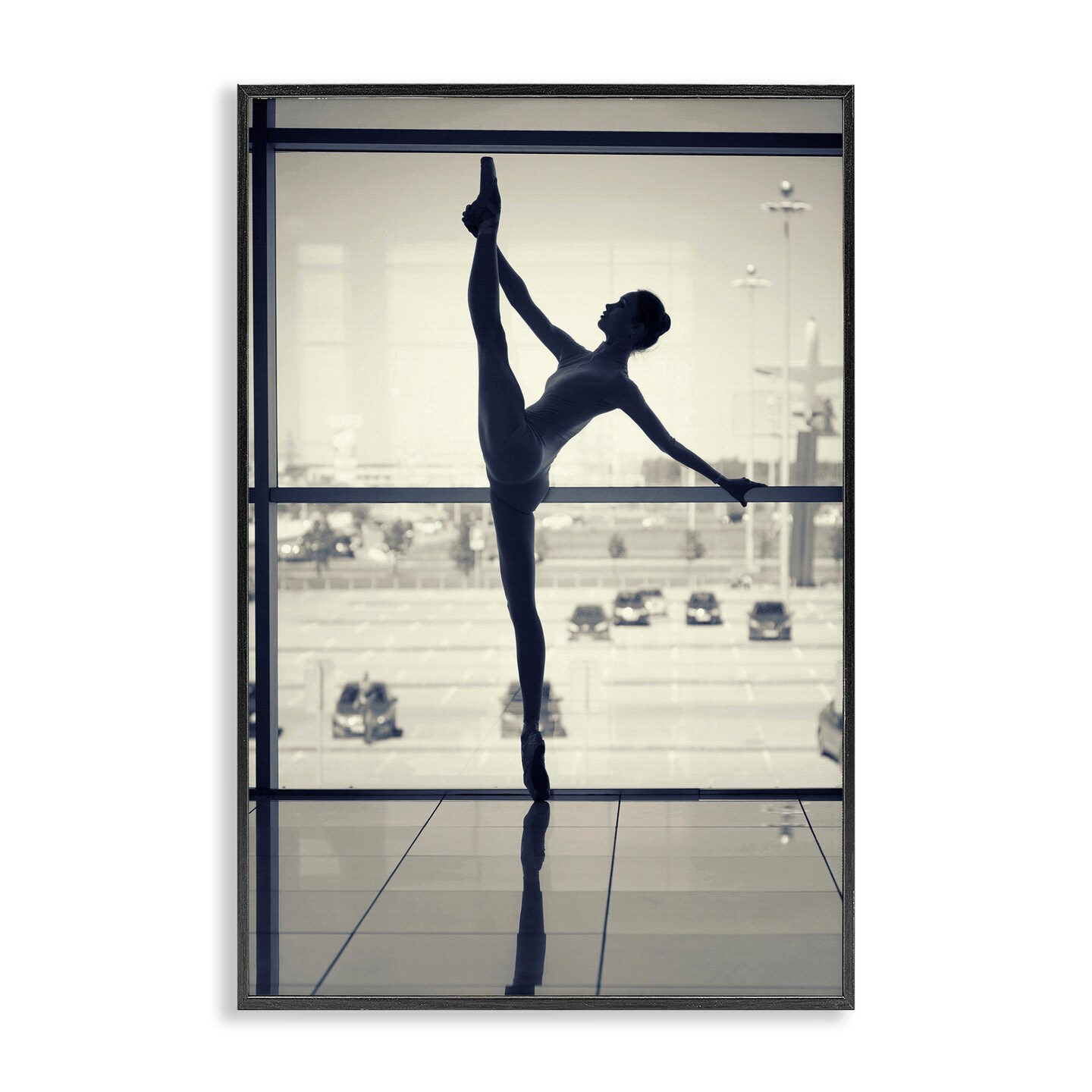 Stupell Industries Practicing Ballerina Stance Framed Giclee Wall Art Design by Incado