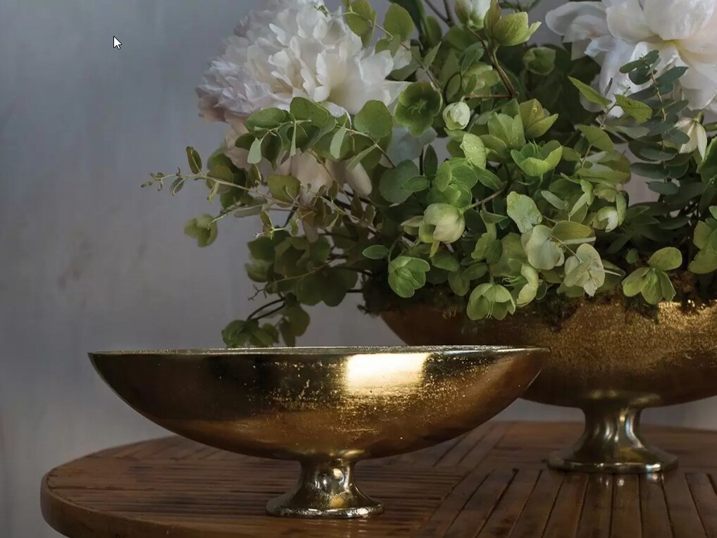 Gold Metal Compote Bowl &#x2013; 11&#x22; Pedestal Vase for Floral Arrangements &#x26; Wedding Centerpieces