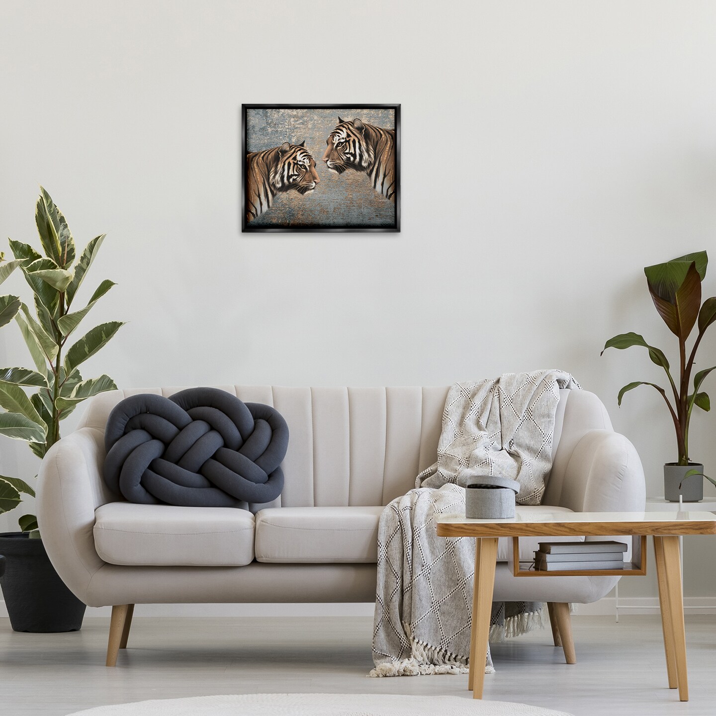 Stupell Industries Mirrored Tiger Duo Floater Framed Canvas Wall Art Design by Svetlana Aleynikova