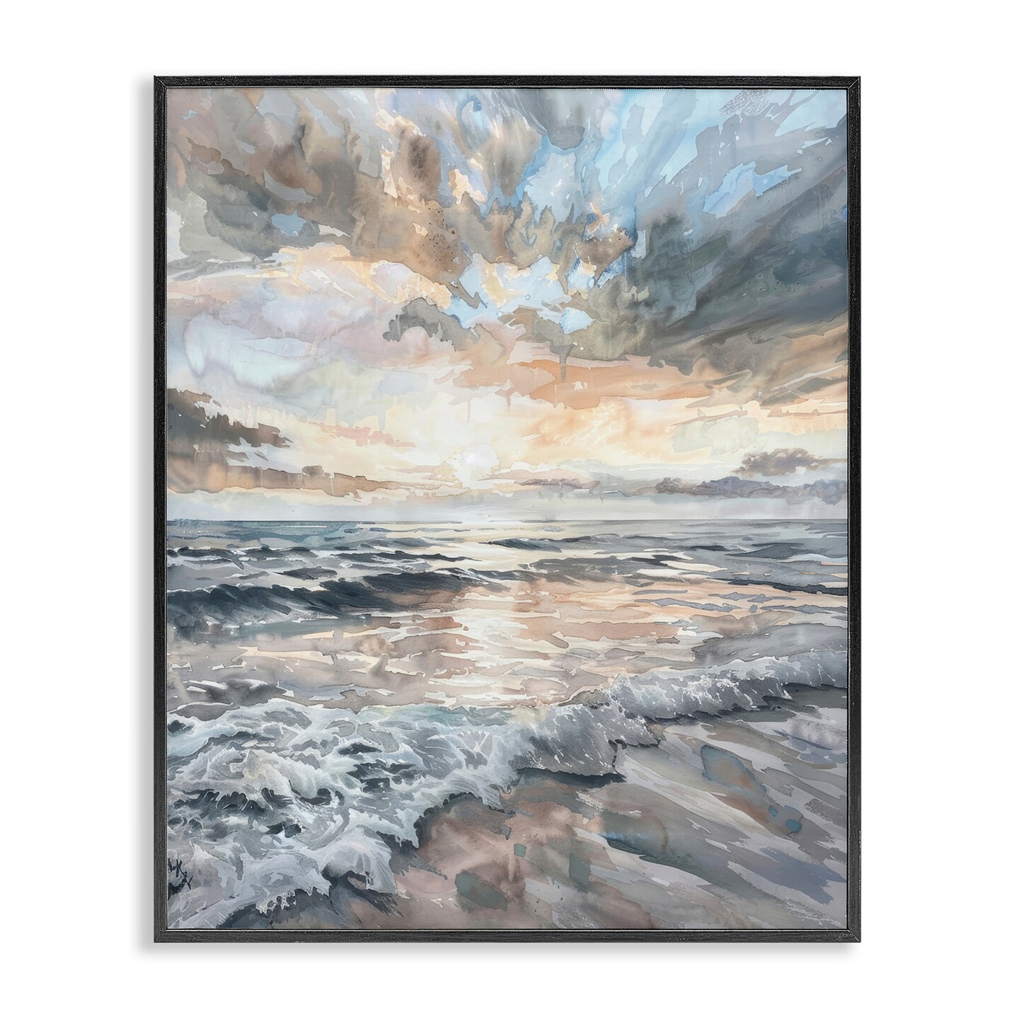 Stupell Industries Cloud Break over Sea Framed Giclee Wall Art Design by Petal Prints Design