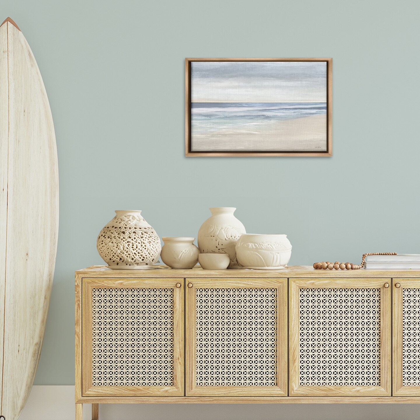 Stupell Industries Subtle Beach Ombre Floater Framed Canvas Wall Art Design by Amber Sterling