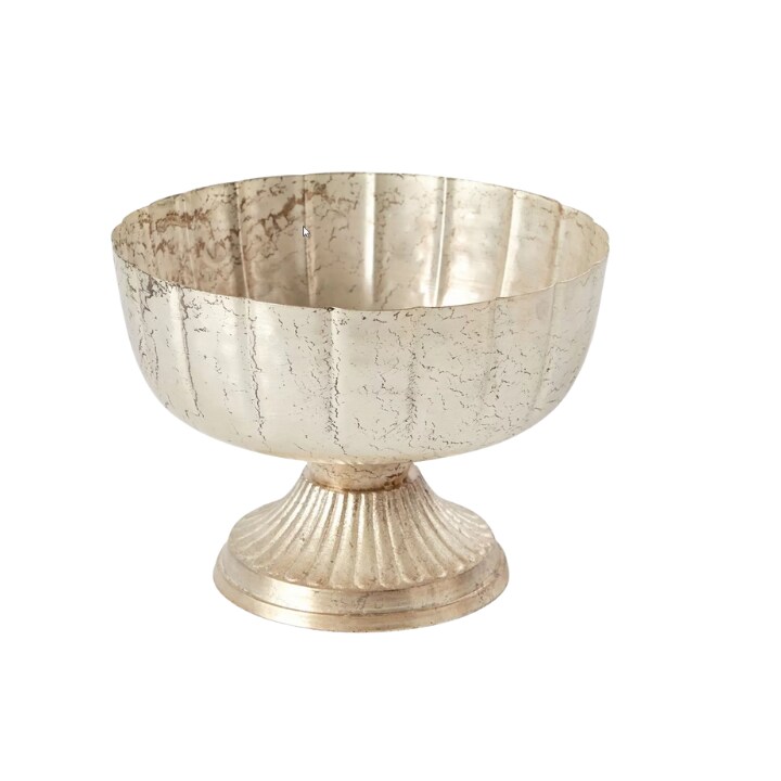 7.75&#x22; Champagne Metal Compote Bowl &#x2013; Pedestal Floral Vase for Wedding Centerpieces &#x26; Home Decor-72010-61