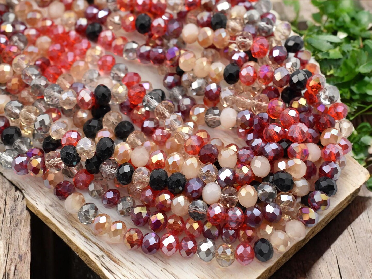 6x8mm Red Mix Electroplated Glass Faceted Rondelle Beads (16&#x22; Strand)