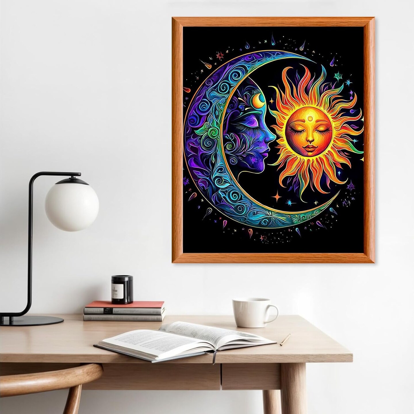 Moon & Sun Paint by Numbers Kit for Adults – Beginner-Friendly Acrylic DIY Painting Kit | 16×20 Inch Canvas (No Frame)