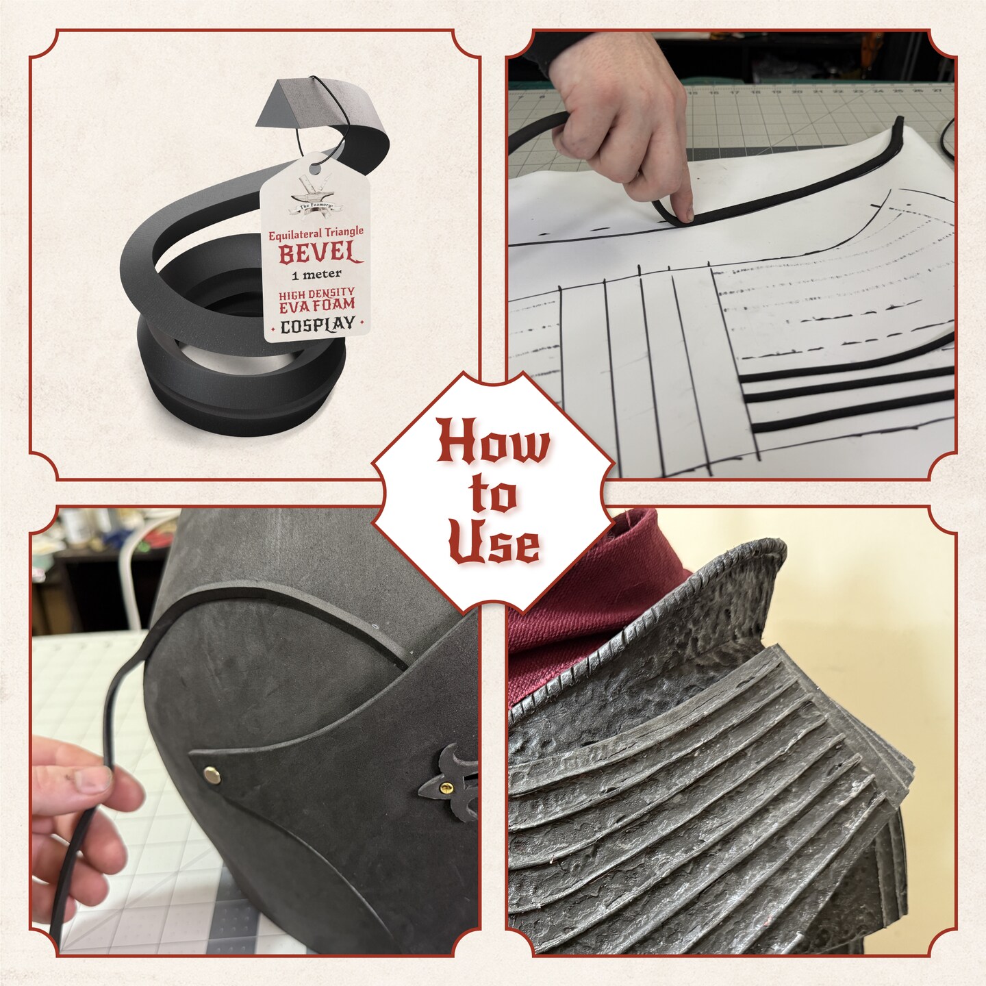 EVA Foam Dowel/Bevel - 1 to 3 Meter(s) Cosplay Craft Material - Multiple Shapes - Multiple Diameters 5-40mm