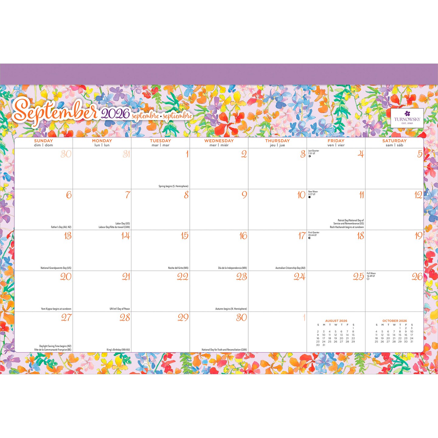 House of Turnowsky OFFICIAL | 2026 15.5 x 11 Inch Monthly Desk Pad Calendar