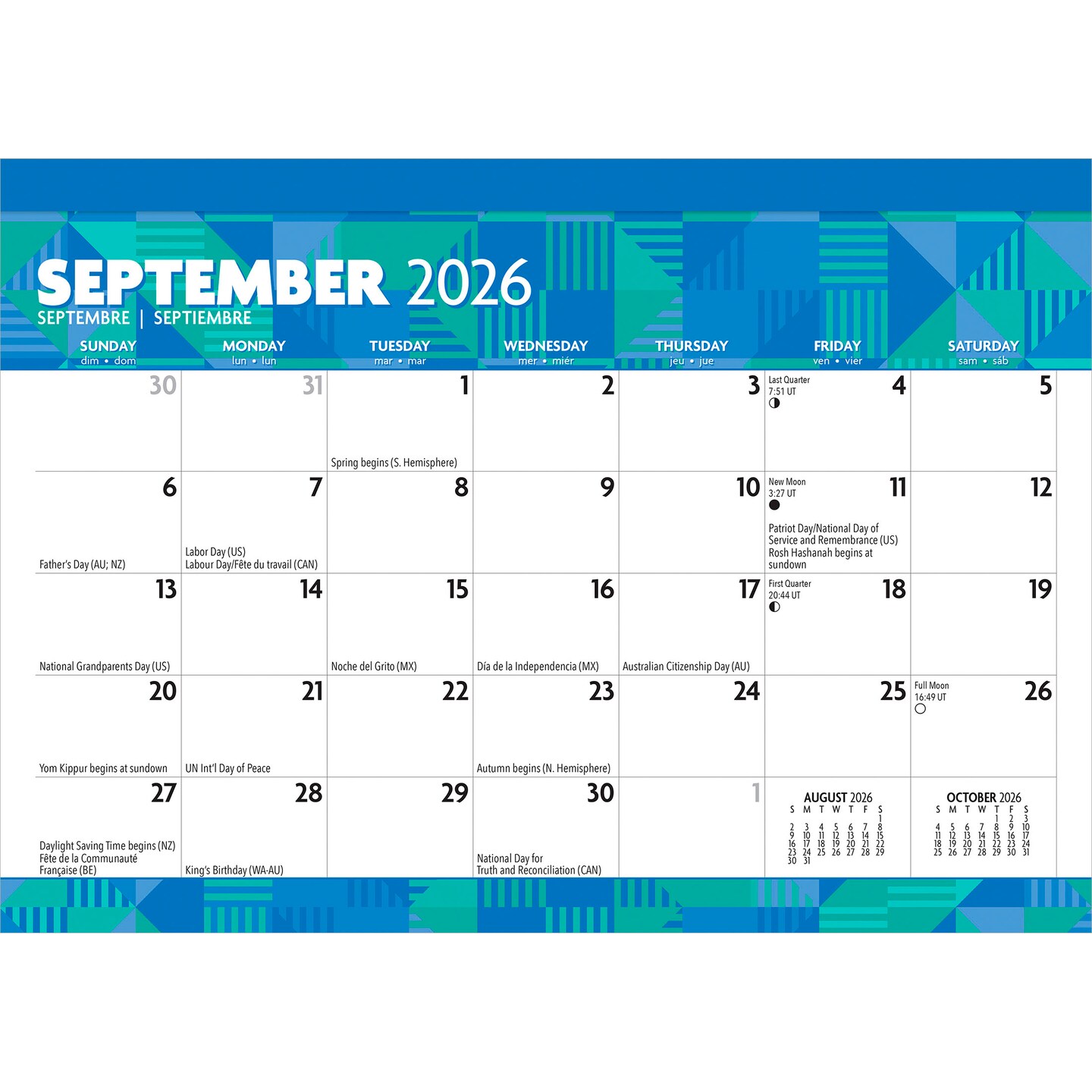 Large Print | 2026 15.5 x 11 Inch Monthly Desk Pad Calendar
