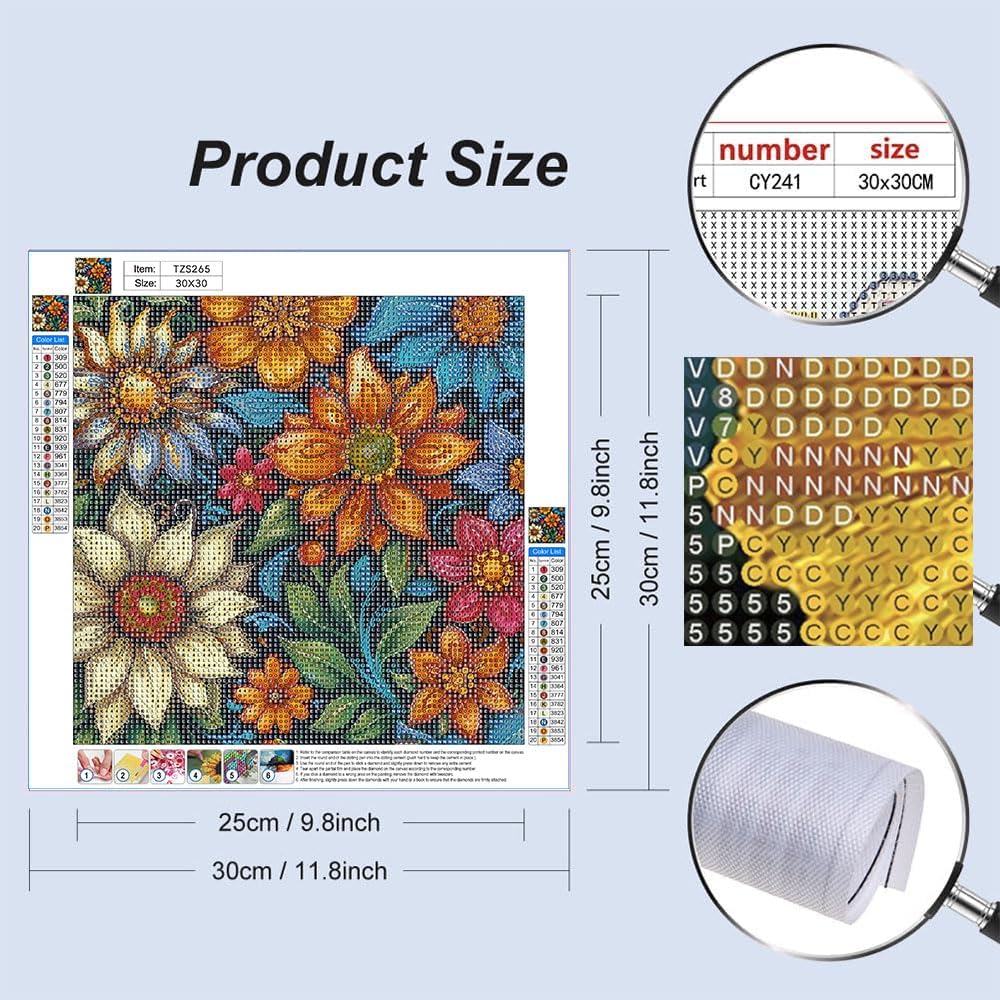 Flower Diamond Art Kits for Adults, 5D DIY Floral Diamond Painting