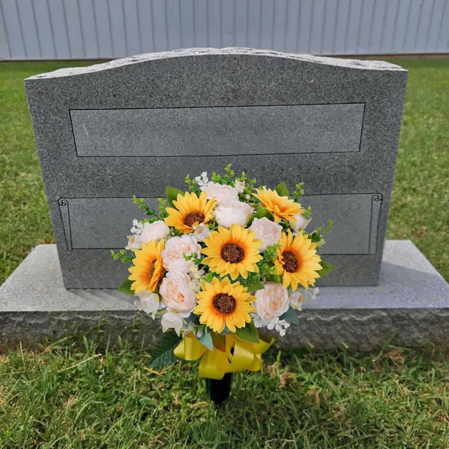 Spring Tabletop Decor – 10PCS Artificial Sunflowers & Faux Peonies, Silk Yellow Flowers for Wedding Bouquets, Table Centerpieces, Cemetery & Home Decoration