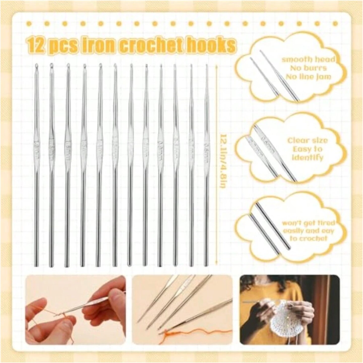 54-Pcs Crochet Hooks Set – 0.6mm to 6.5mm Aluminum Ergonomic Crochet Needles with Knitting Accessories – Complete Crochet Kit for Beginners & Pros – Soft Grip Yarn Hooks for Arthritic Hands