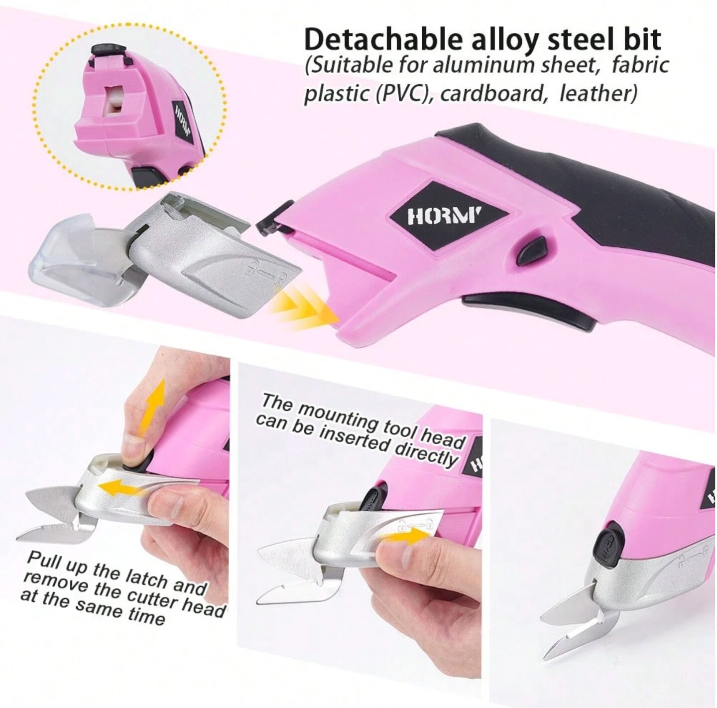 3.6V Pink Electric Scissors – USB Rechargeable Auto Shears for Leather, Fabric, Cardboard, Plastic & Garden Pruning – Cordless Craft Cutting Tool