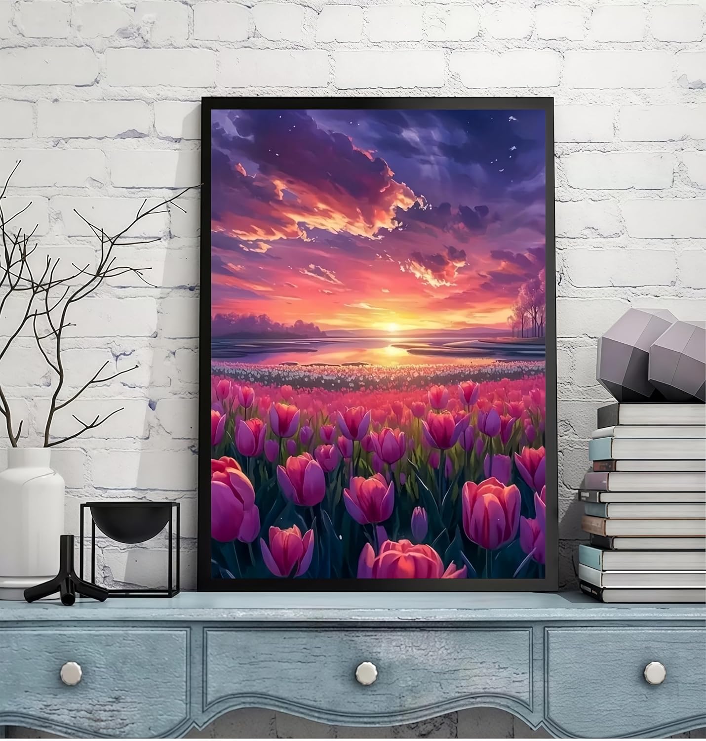11.8"x15.7" 5D Tulip Flower Diamond Painting Kit for Adults – DIY Full Drill Gem Art, Beginner-Friendly Wall Decor & Craft