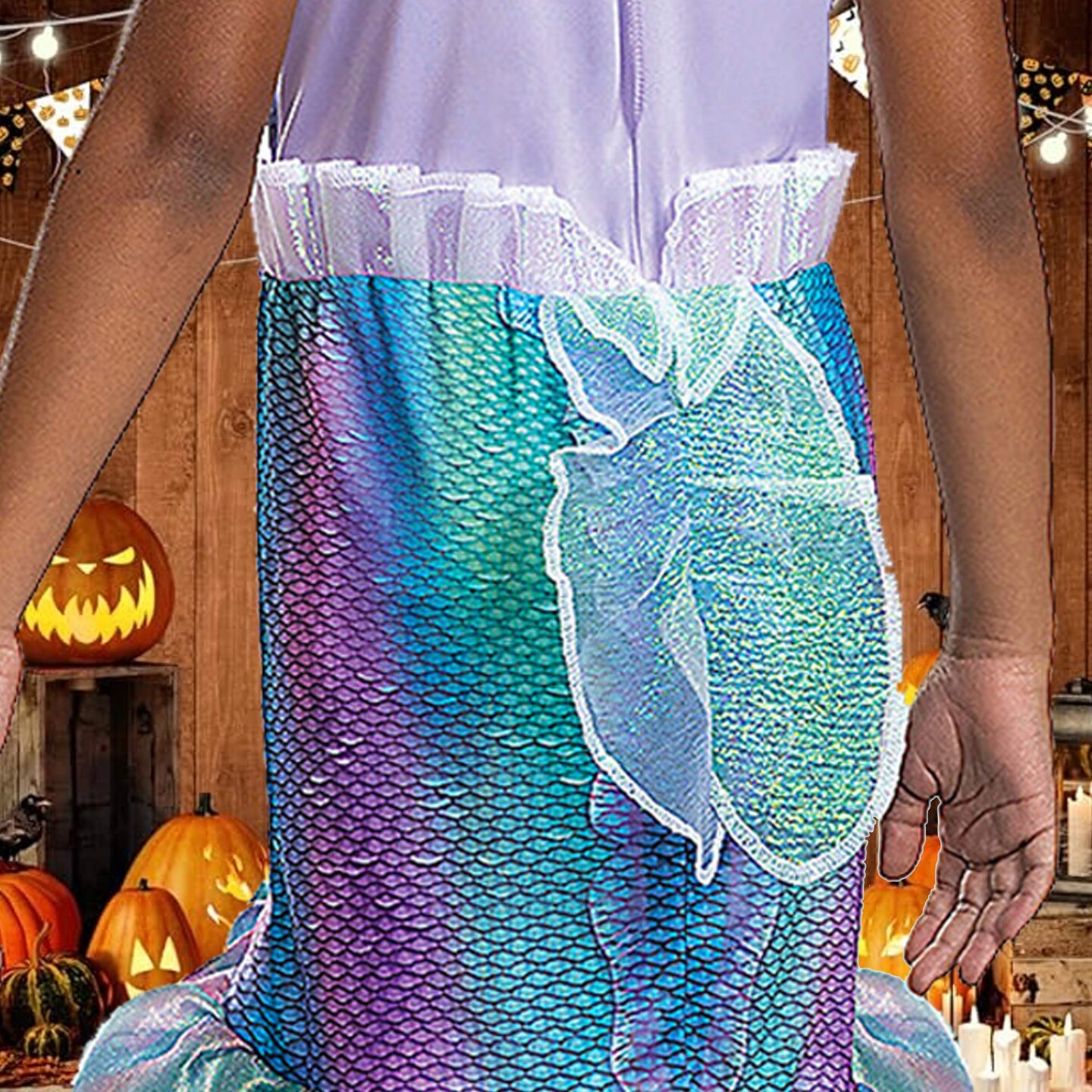 Kids Live Action Ariel Mermaid Costume Shimmery Princess Dress