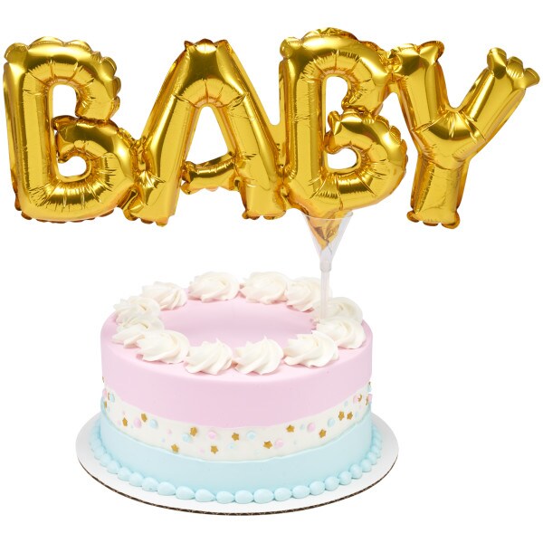 Inflatable Gold BABY Anagram&#xAE; Cake Pic