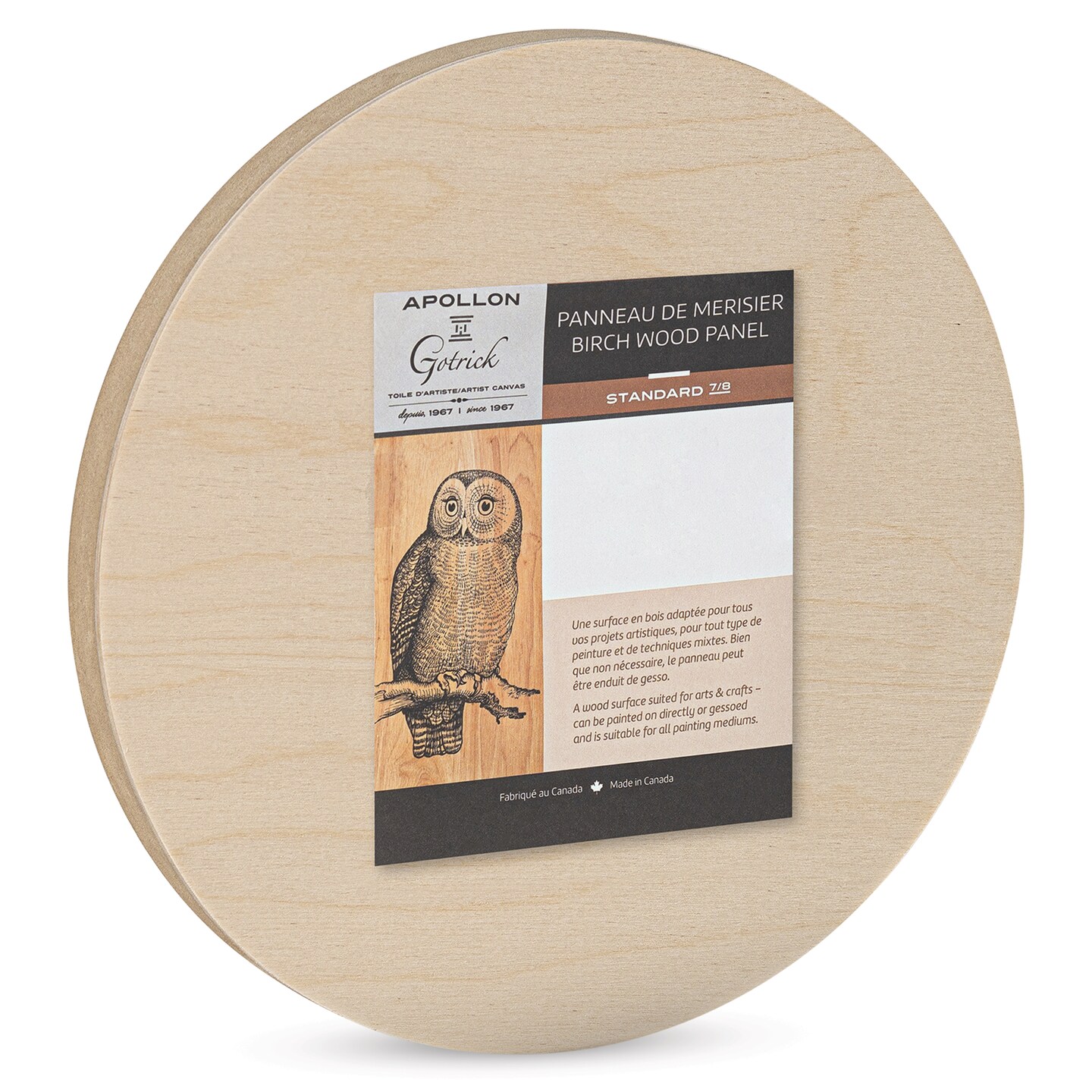 Apollon Gotrick Round Wood Panel - 4&#x22; Dia, 7/8&#x22; Profile