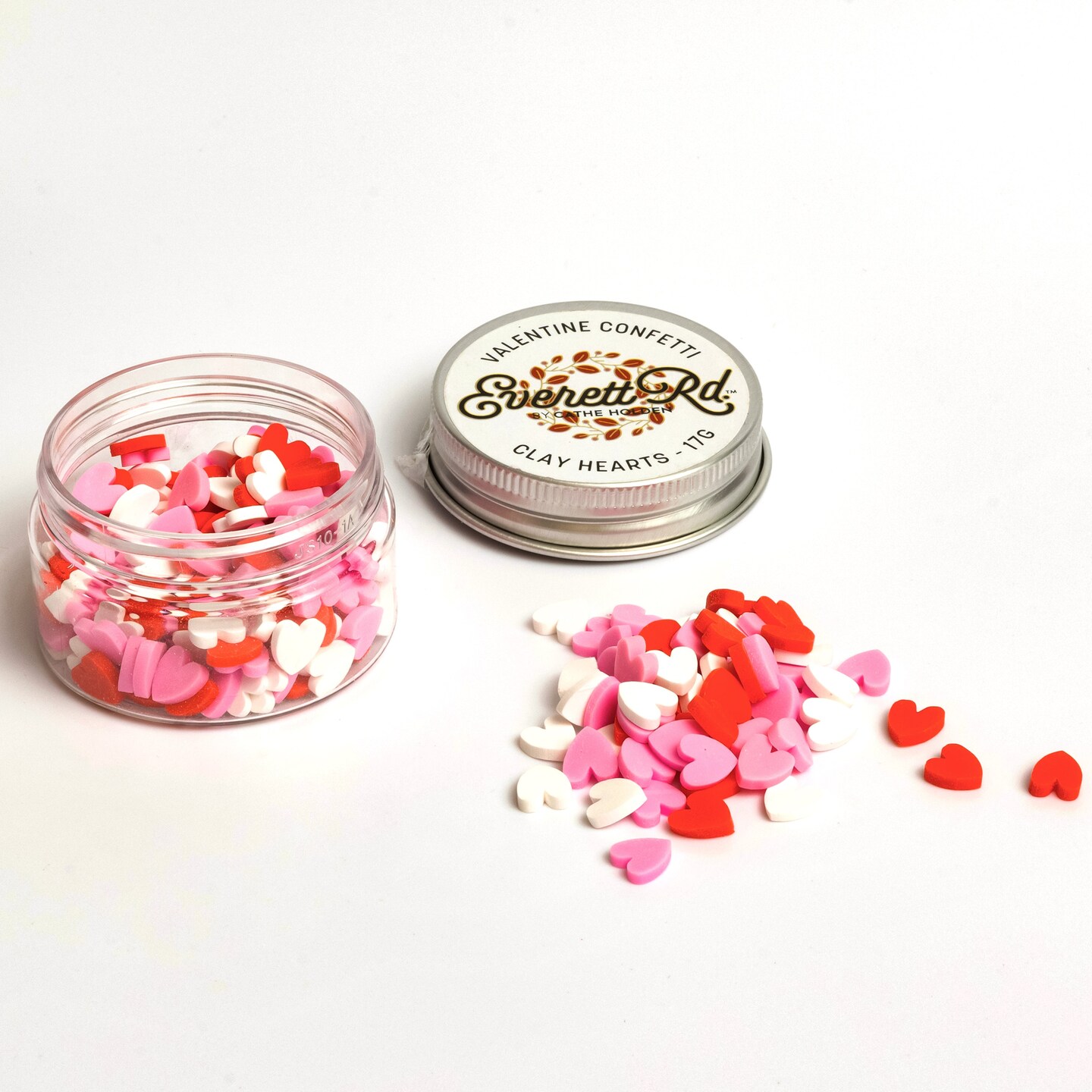 Red, Pink, & White Clay Hearts Confetti In A Jar Everett Rd. by Cathe Holden