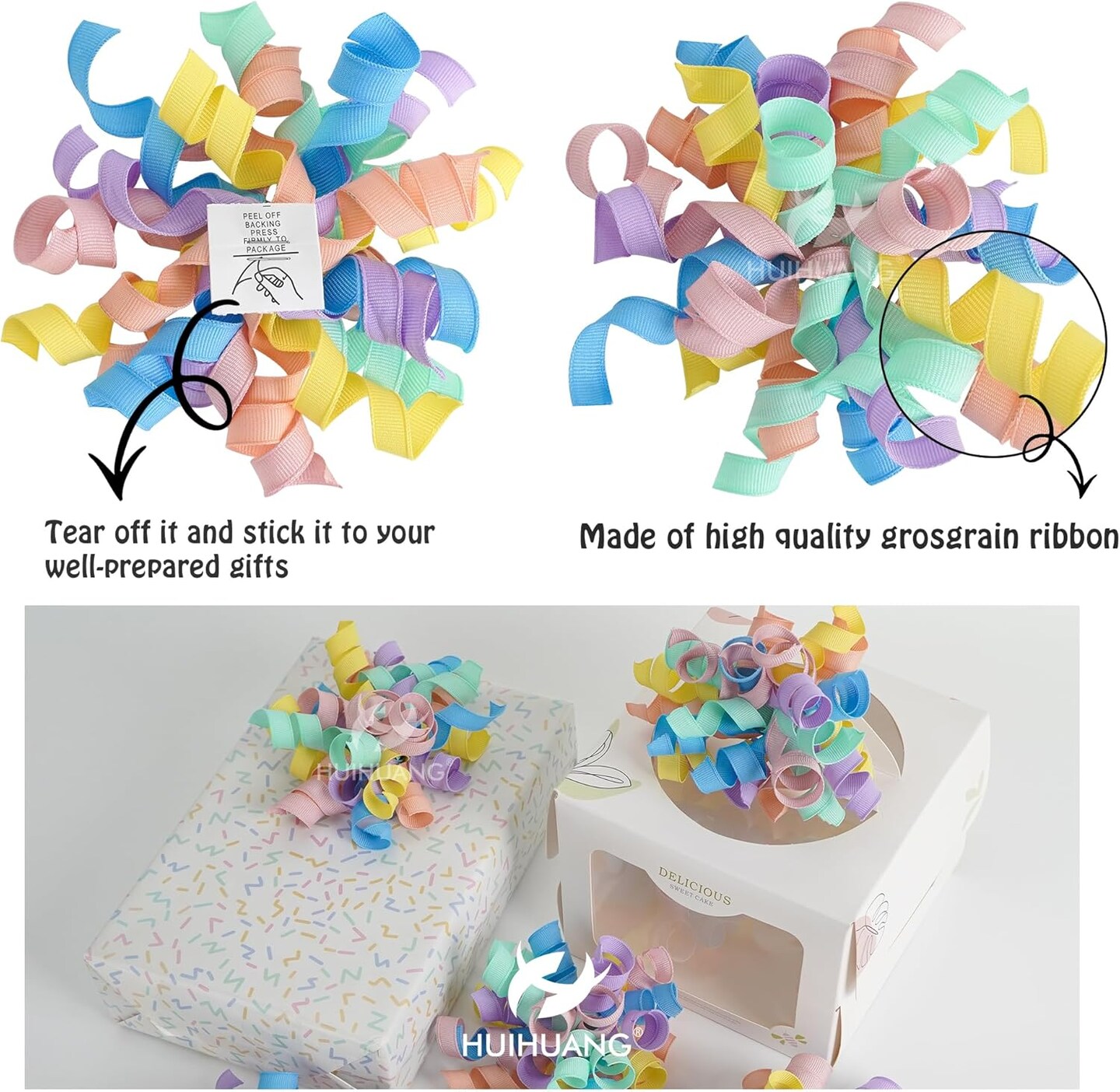 Curly Ribbon Bows Pastel Bows for Gift Wrapping