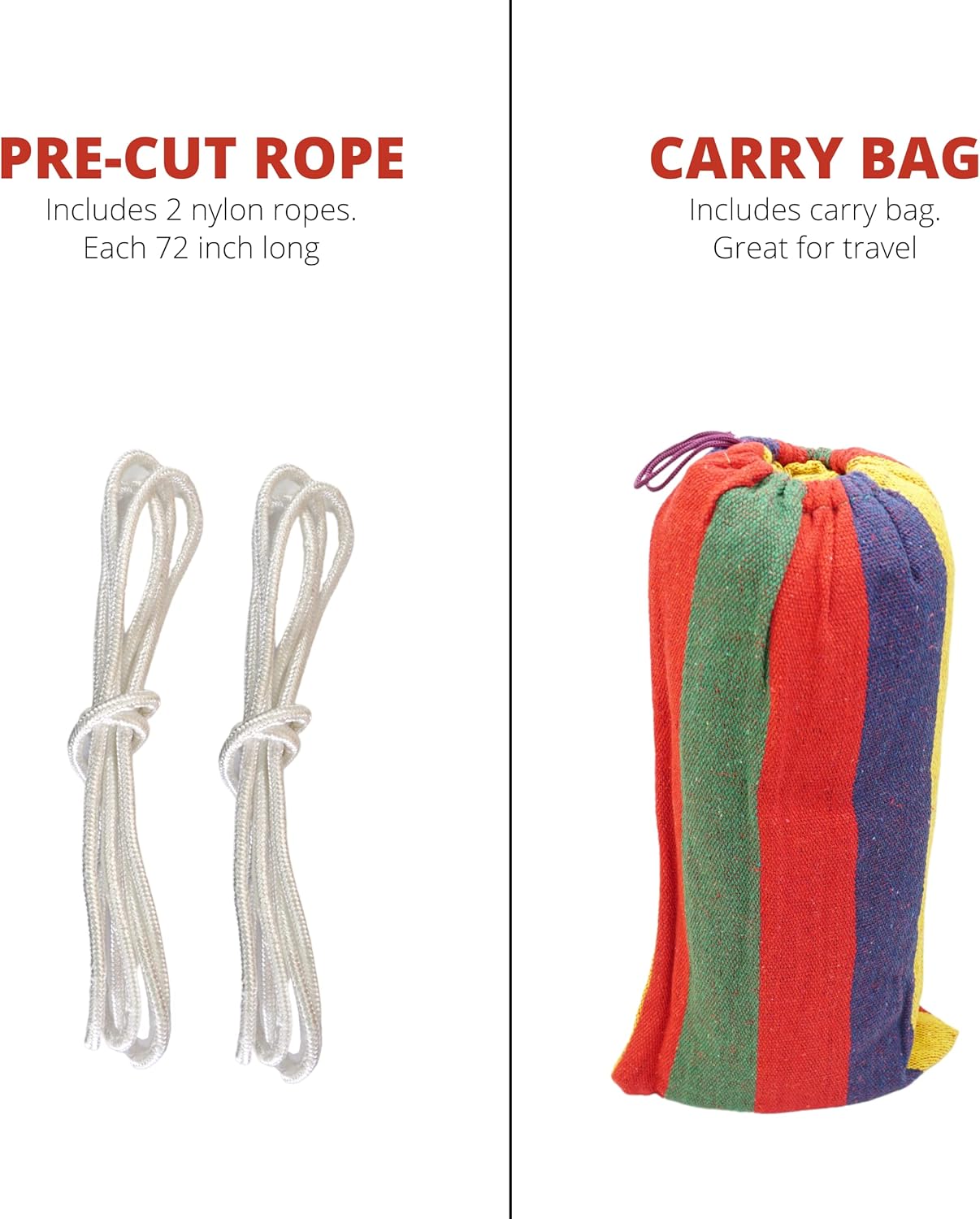 4E’s Novelty Cotton Double Hammock - Portable Hammock with Ropes, Travel Bag, Max 450lb, Hammocks for Outside