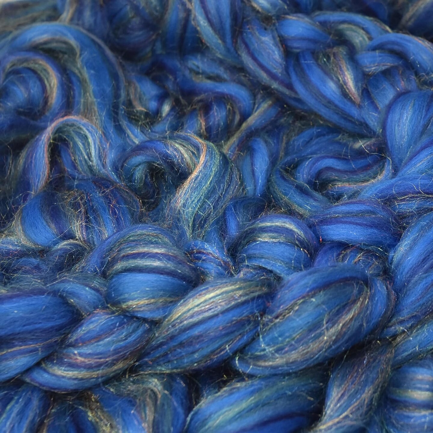 Designer Blend Corriedale, Sparkling Nylon Top Roving. Fancy, Colorful, Exotic - Limited Edition. Phasian