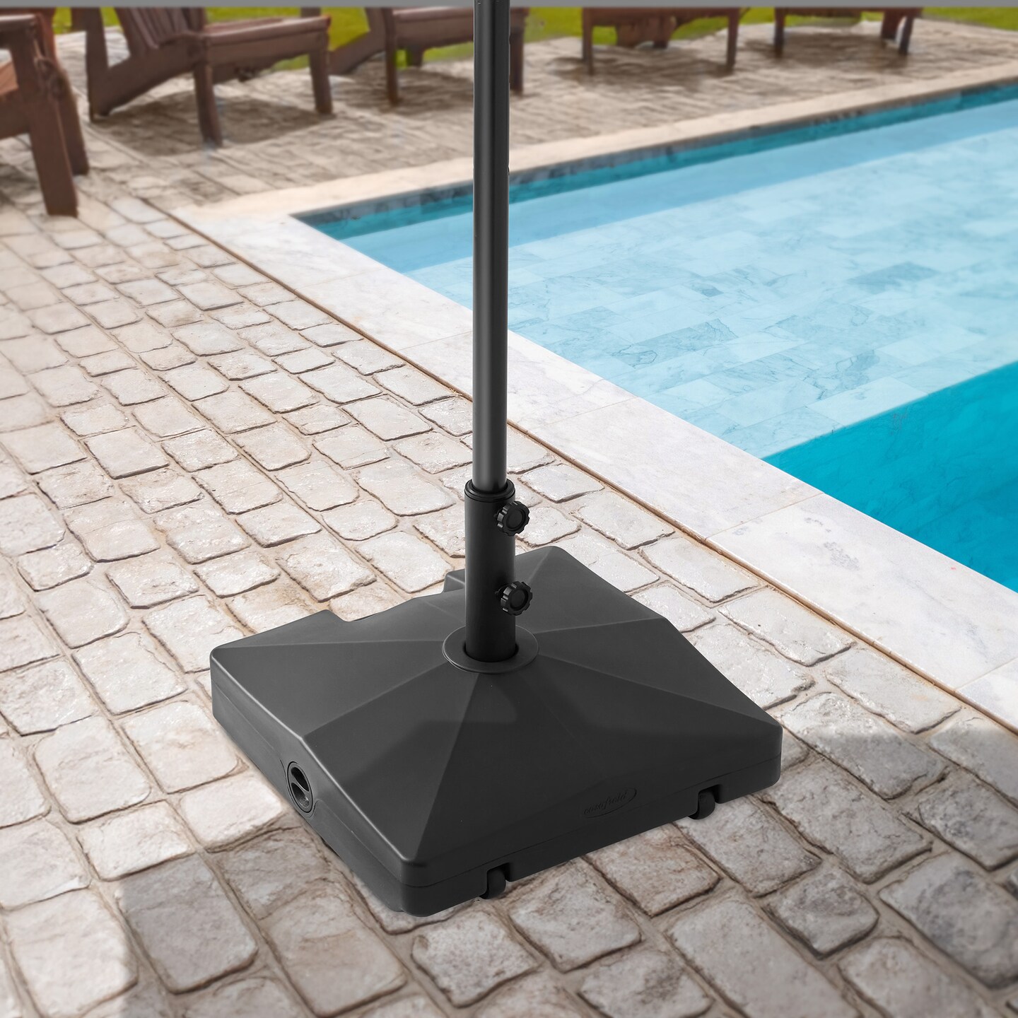 Casafield Fillable Mobile Umbrella Base, Heavy Duty Parasol Stand with Wheels for Outdoor, Patio, Lawn, Deck, Poolside