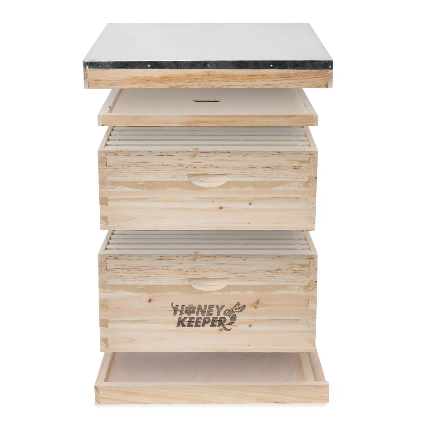 Honey Keeper Beehive 20 Frame Complete Box Kit (10 Deep and 10 Medium) with Metal Roof for Langstroth Beekeeping