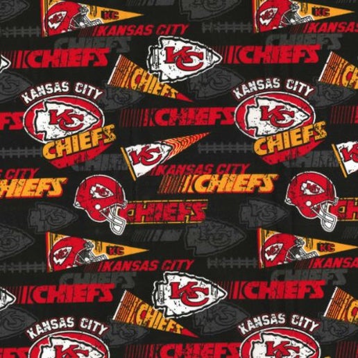 Licensed NFL Kansas City Chiefs Retro Cotton Black 70112 Fabric by the Yard