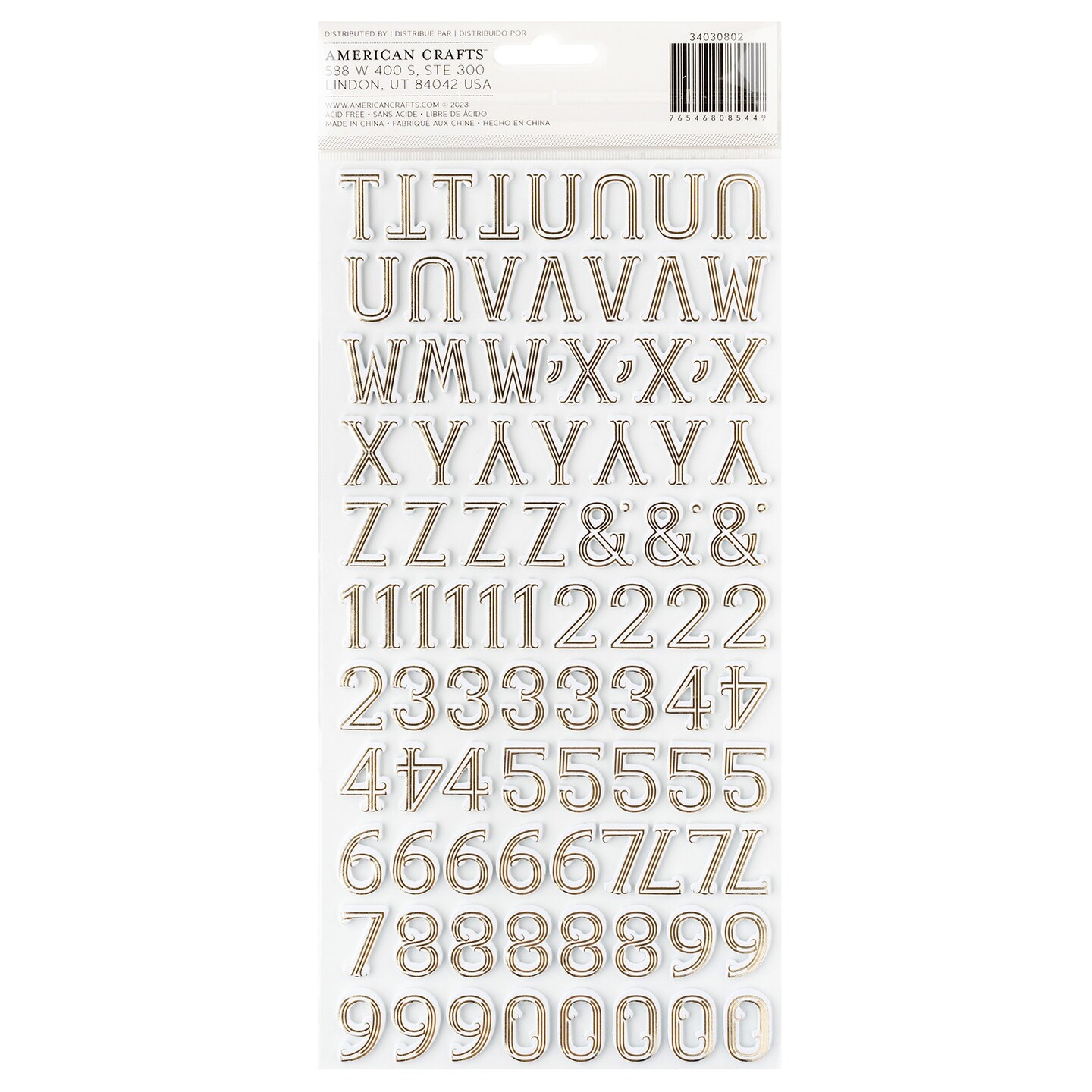 Pink Paislee Joyful Notes Thickers Stickers 182/Pkg-Gold Foil Alpha